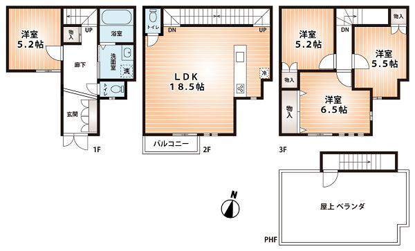 Floor plan. 24,800,000 yen, 4LDK, Land area 60.42 sq m , Building area 100.02 sq m