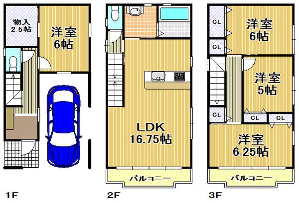 Floor plan. 29,800,000 yen, 4LDK, Land area 61.29 sq m , Building area 99.62 sq m   [Konohana-ku, buying and selling] 4LDK + closet and storage space also rich ☆