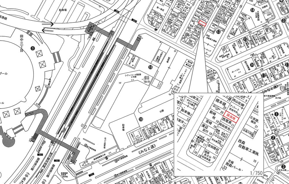 Local guide map. Yunagi 1-chome Local detailed view