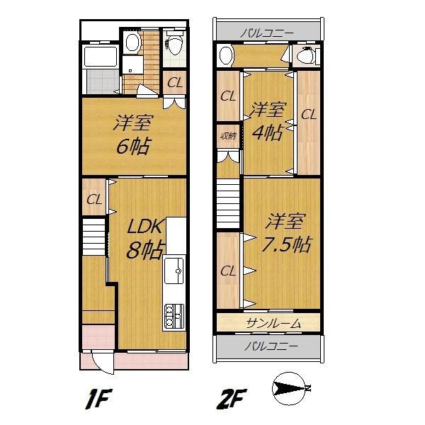 Floor plan. 16 million yen, 3LDK, Land area 56.23 sq m , Building area 80.72 sq m all room flooring. It seems can also be used for office.