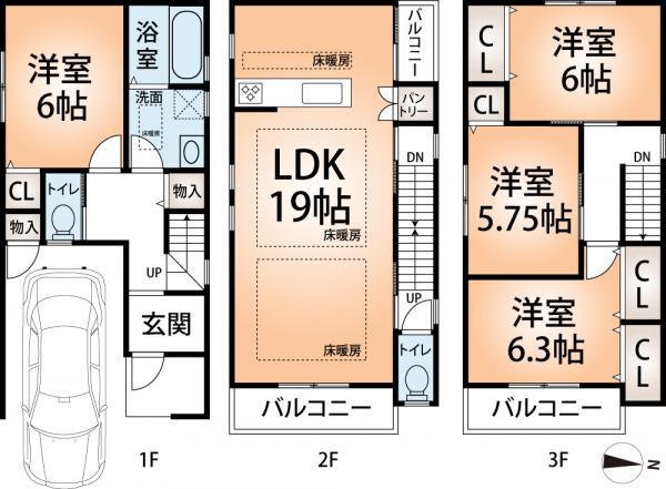 Floor plan. 35,800,000 yen, 4LDK, Land area 57.74 sq m , Building area 120.65 sq m