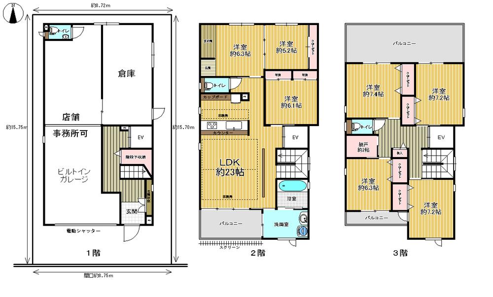 Floor plan. 78 million yen, 7LDK + S (storeroom), Land area 137.28 sq m , Building area 264.83 sq m