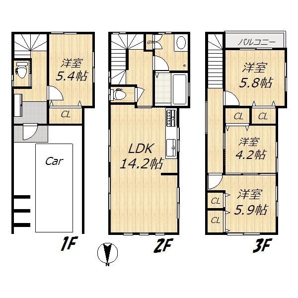 Floor plan. 31,800,000 yen, 4LDK, Land area 61.81 sq m , Feels bright building area 116.74 sq m each room.