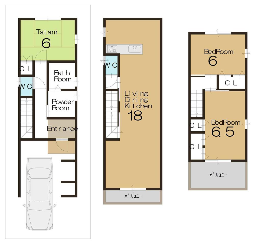 Floor plan. 23.8 million yen, 3LDK, Land area 54.46 sq m , Building area 83.77 sq m 2380 yen Land 54.46 sq m Building 83.77 sq m