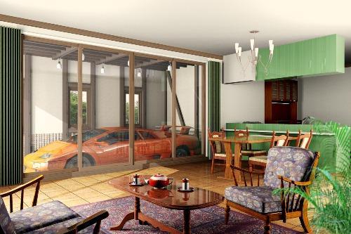 Rendering (introspection). LDK overlooking the garage house house! ! Why do not you produce a high-quality space! !