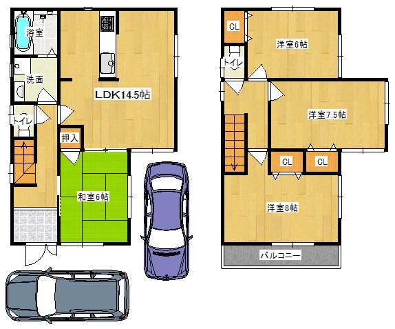 Floor plan. 22,800,000 yen, 4LDK, Land area 100 sq m , Building area 95.58 sq m ◆ Floor plan