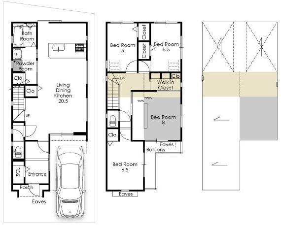 Floor plan. In the inner balcony, Or eat the whole family, Or read a book, Many things you can enjoy while feeling the nature of light and wind in the city. Residential space where the whole family is thrilled.