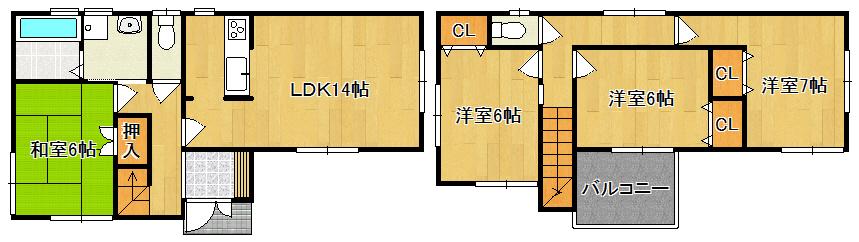 Floor plan. 20.8 million yen, 4LDK, Land area 89.39 sq m , Building area 92.34 sq m