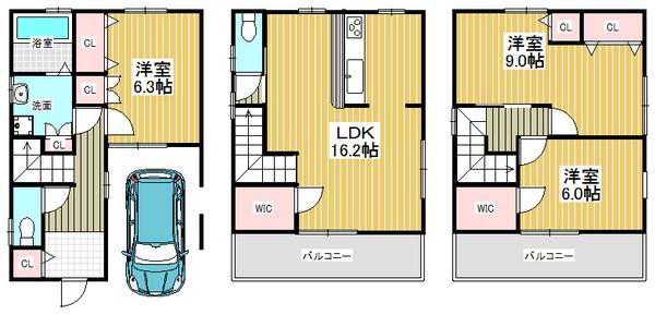 Floor plan. 27,800,000 yen, 3LDK, Land area 62.47 sq m , Building area 98.41 sq m