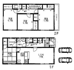 Floor plan. 25,500,000 yen, 4LDK, Land area 95.66 sq m , Newly built single-family building area 95.57 sq m already completed, Please check all means once.