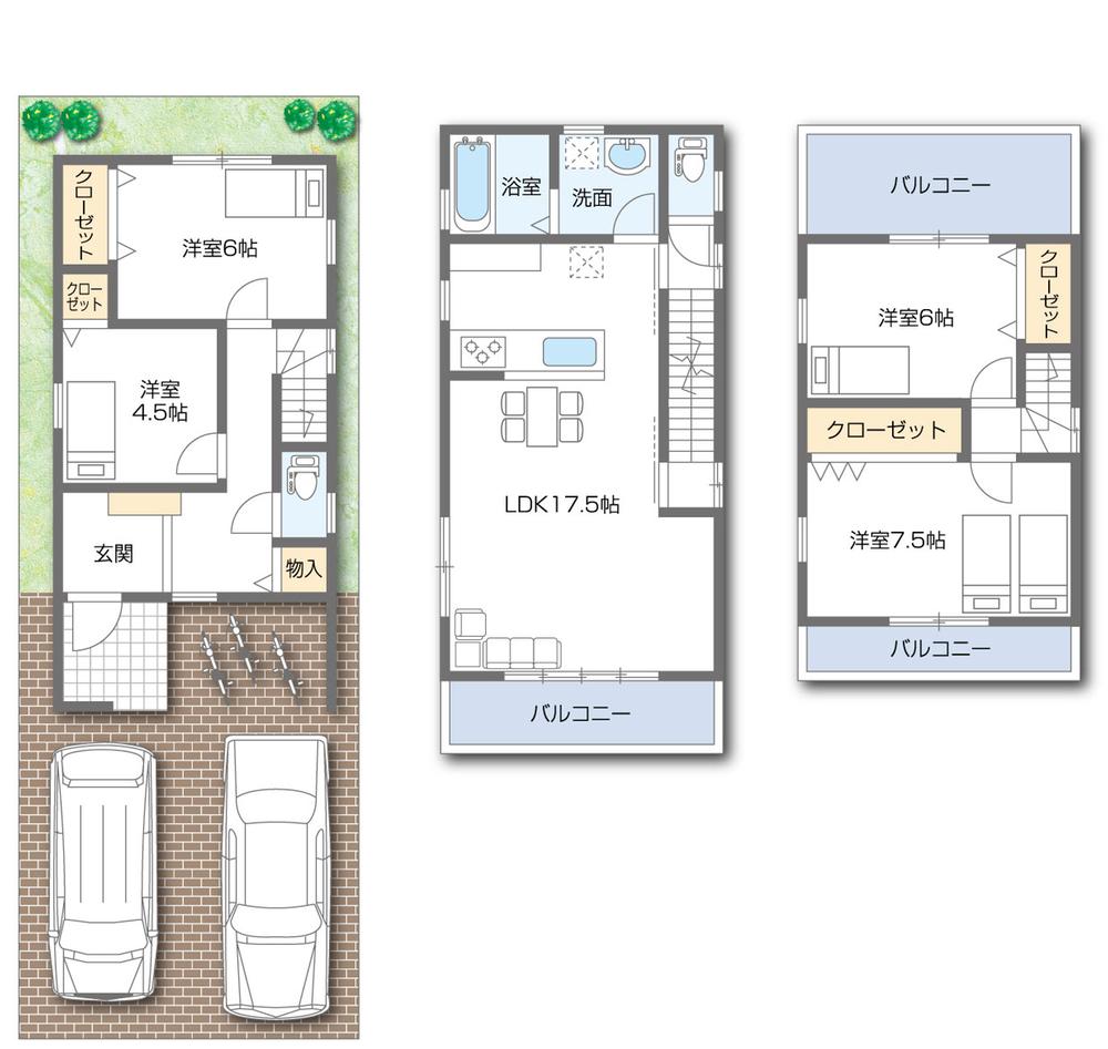 Building plan example (floor plan). Building plan example 4LDK, Land price 18 million yen, Land area 90.01 sq m , Building price 15.8 million yen, Building area 101.25 sq m
