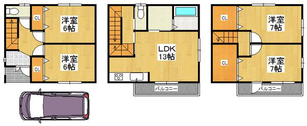 Floor plan. 27,800,000 yen, 4LDK, Land area 65.96 sq m , Building area 100 sq m