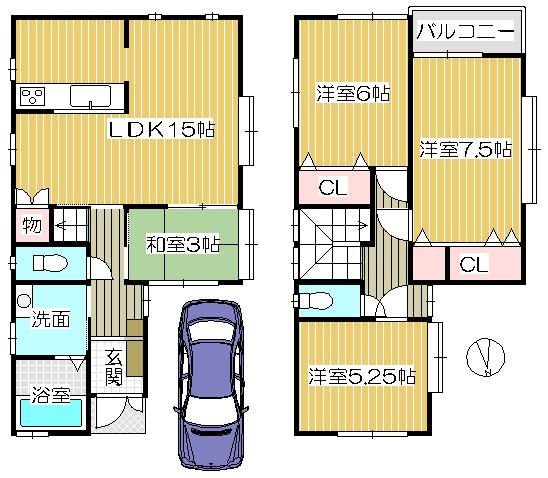 Floor plan. 27,710,000 yen, 4LDK, Land area 90.93 sq m , Building area 87.88 sq m 15 issue areas Floor plan