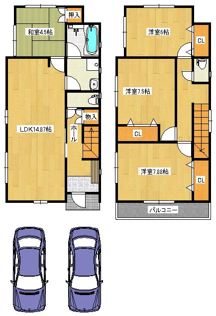 Floor plan. 25,500,000 yen, 3LDK + S (storeroom), Land area 95.66 sq m , Building area 97.59 sq m ◆ Floor plan
