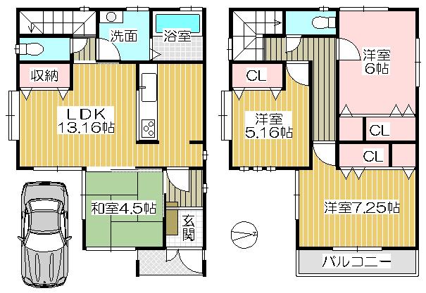 Floor plan. 28,730,000 yen, 4LDK, Land area 91.21 sq m , Building area 89.9 sq m 13 issue areas Floor plan