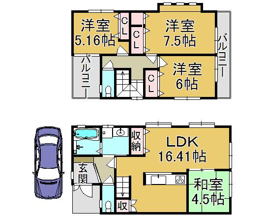 Floor plan. (No. 16 locations), Price 30,465,000 yen, 4LDK, Land area 116.81 sq m , Building area 94.77 sq m