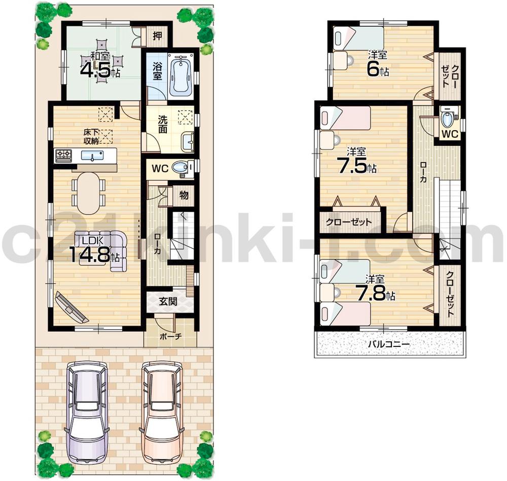 Floor plan. (No. 1 point), Price 25,500,000 yen, 4LDK, Land area 95.66 sq m , Building area 97.59 sq m
