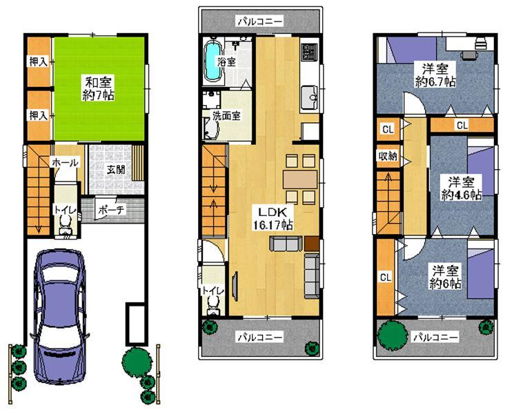 Floor plan. 33,800,000 yen, 4LDK, Land area 66.13 sq m , Building area 100.59 sq m spacious 4LDK! Complete ending..