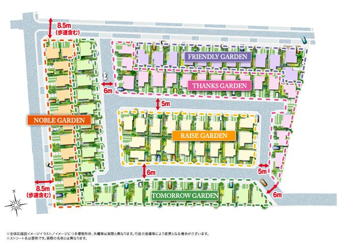 The entire compartment Figure. All 81 compartments ・ Land area 30 square meters or more. Town of garden two-story room. (Compartment view image illustrations)