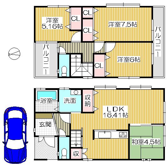 Floor plan. 30,465,000 yen, 4LDK, Land area 116.81 sq m , Building area 94.77 sq m 16 issue areas Floor plan