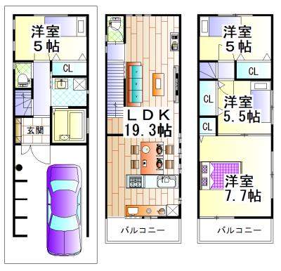 Floor plan. 26,800,000 yen, 4LDK, Land area 52.08 sq m , Building area 92.37 sq m