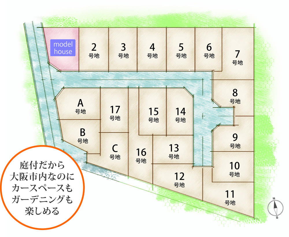 The entire compartment Figure. Friendly land plan for people who live that are both the size of the private feeling and clear. City wards road, Since it has become the only passage of only resident traffic of non-human is less likely to live in the city, Mom you have children is also safe.