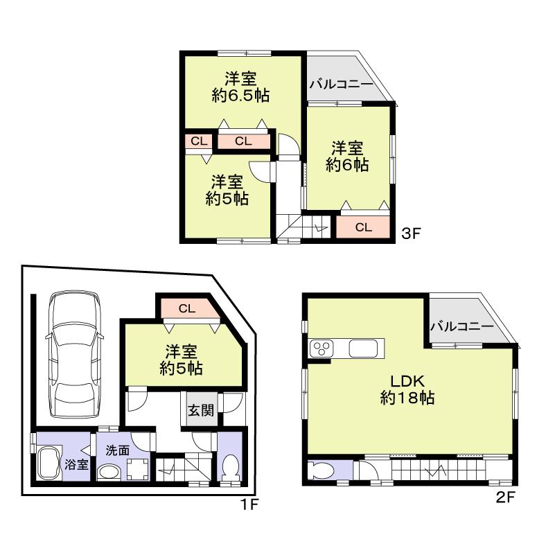 Floor plan. 25,800,000 yen, 4LDK, Land area 52.06 sq m , It is a building area of ​​108.5 sq m easy-to-use 4LDK.
