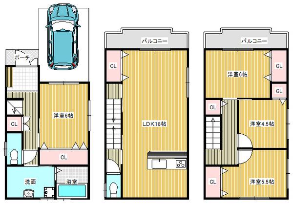 Floor plan. 28.8 million yen, 4LDK, Land area 62.87 sq m , Building area 95.49 sq m
