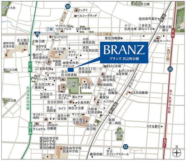 Surrounding environment. Local guide map