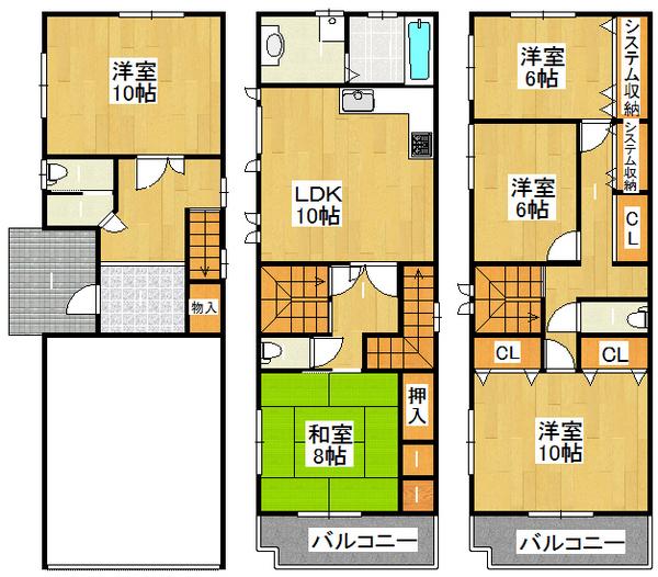 Floor plan. 35,800,000 yen, 5LDK, Land area 87.4 sq m , Building area 177.09 sq m