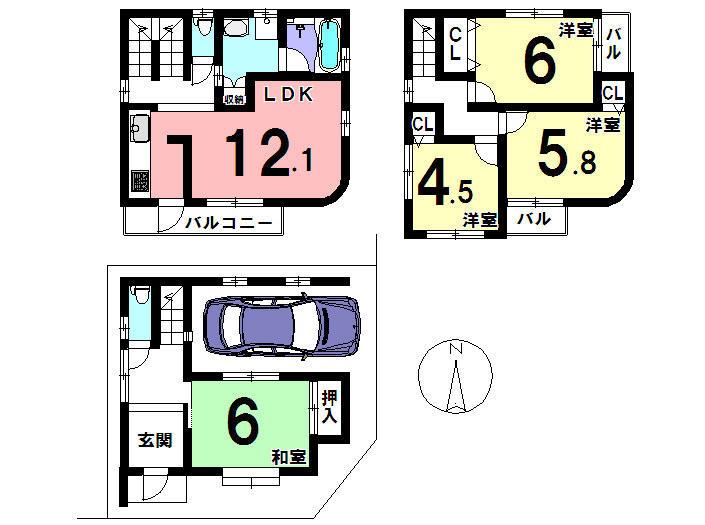 Floor plan. 26,800,000 yen, 4LDK, Land area 51.81 sq m , Building area 99.68 sq m