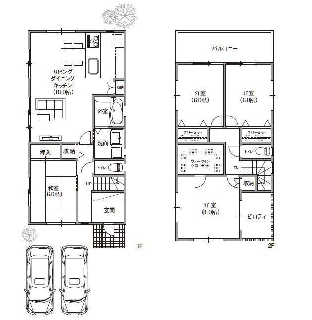 Building plan example (Perth ・ Introspection). Building plan example Building price 16.5 million yen, Building area 109.30 sq m