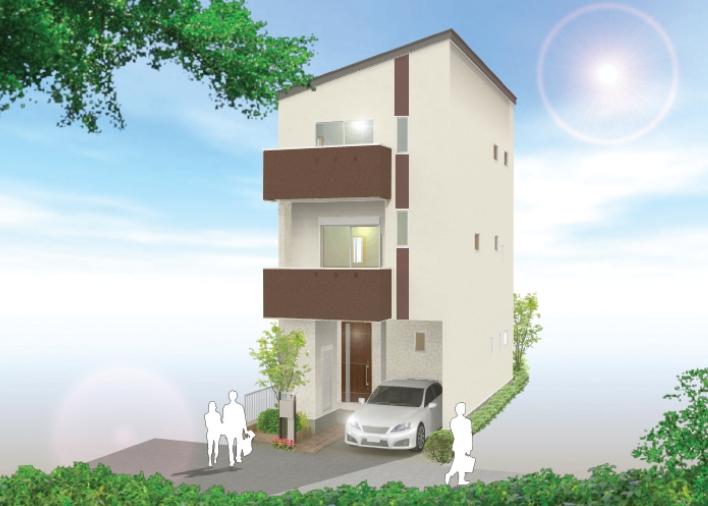 Construction completion expected view. Building plan example (A No. land) Building area 106.78 sq m