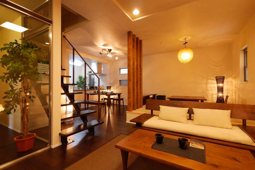 Living.  [Local model house living] There is a handy Japanese-style space is next to the living ☆