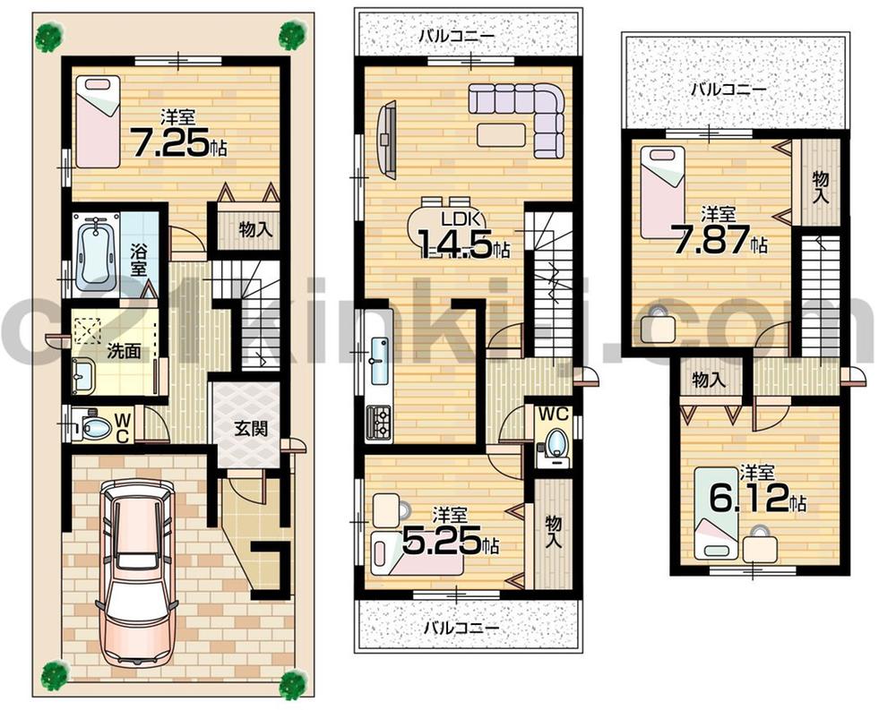 Floor plan. (No. 1 point), Price 26,300,000 yen, 4LDK, Land area 78.78 sq m , Building area 101.85 sq m