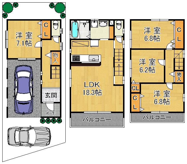 Other building plan example. Building plan example (No. 2 locations) Building Price 14 million yen, Building area 110.79 sq m