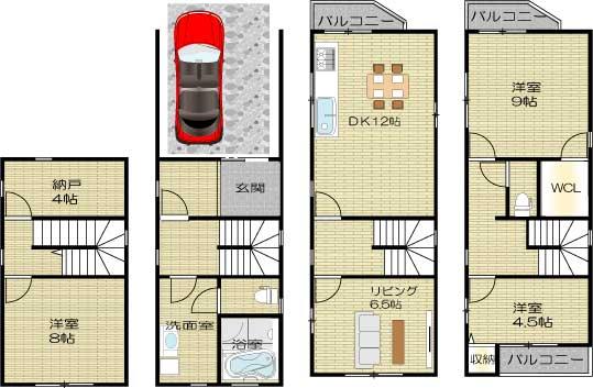 Floor plan. 41,800,000 yen, 3LDK, Land area 52.03 sq m , Building area 96.43 sq m underground 1F It is the ground 3F-denominated plan.