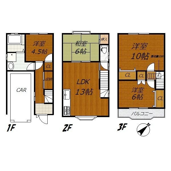 Floor plan. 19,800,000 yen, 4LDK, Land area 40.04 sq m , Building area 83.79 sq m southeast-facing house. 