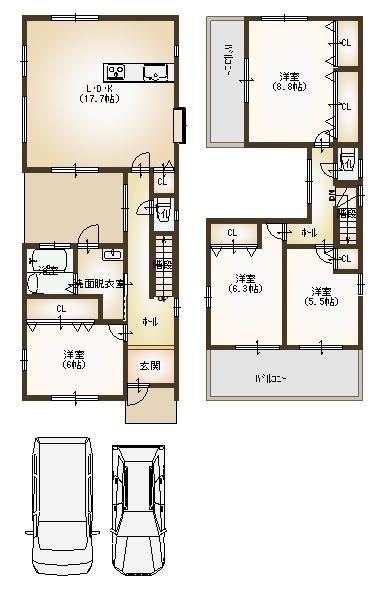 Other.  ■ Floor plan with a courtyard.  Sunny bright living in the two sides balcony It will be home.