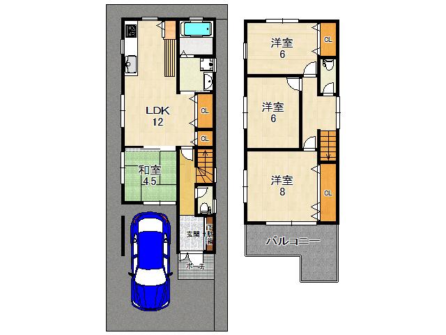 Floor plan. 28.8 million yen, 4LDK, Land area 79.49 sq m , Building area 89.91 sq m