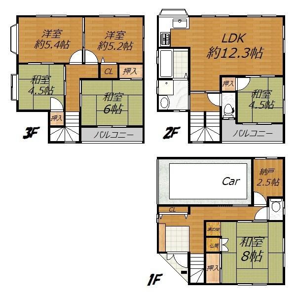 Floor plan. 28.5 million yen, 6LDK+S, Land area 59.35 sq m , Building area 138.91 sq m