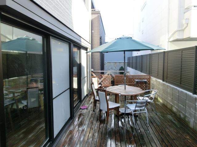 Garden. To the south-facing there is a wood deck