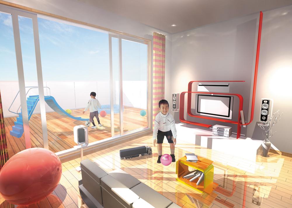 Building plan example (Perth ・ Introspection). If the floor to the deck, It can also be used as a playground for children at a large playground equipment. Call your friends, Let's play full because in Ouchi (building plan example)