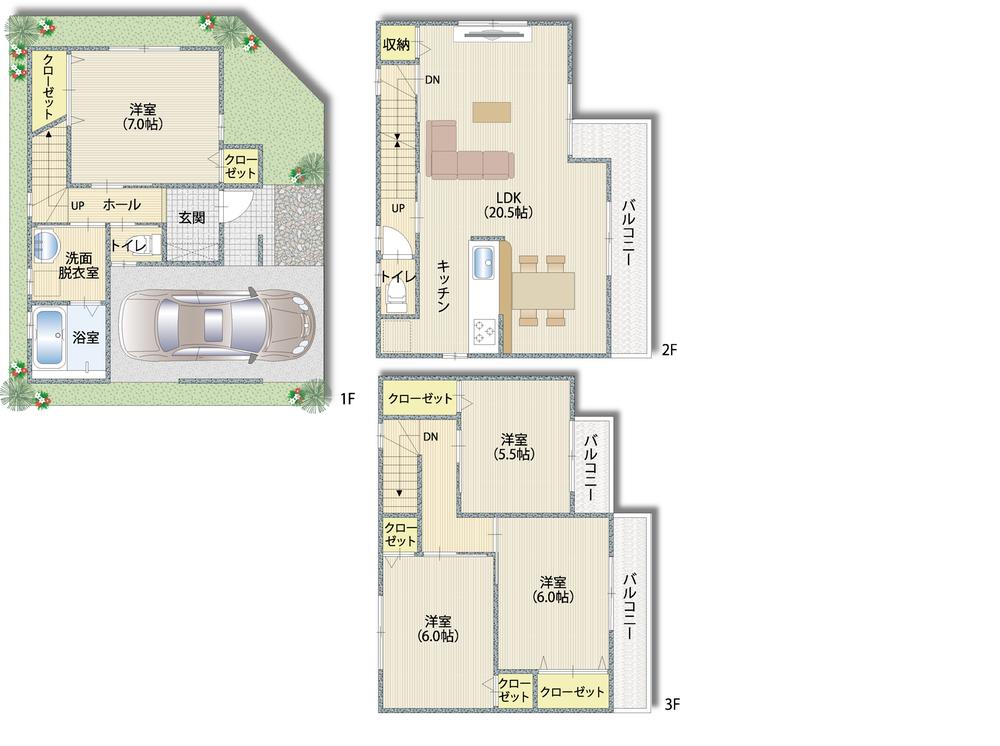 Building plan example (floor plan). To Asahi Kasei Beru "Power Board" the adoption of [Plus 1] It is clear, Bring another appeal to the living (street image)