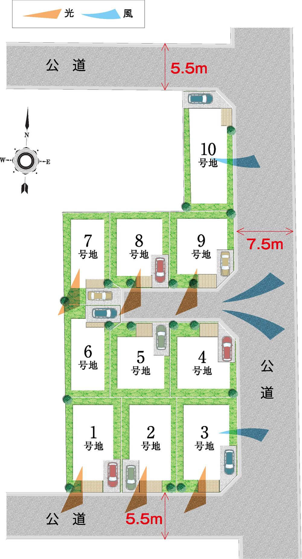 The entire compartment Figure. Road width 7.5m, All sections 60 sq m or more of the room full of all 10 House of town (section view)