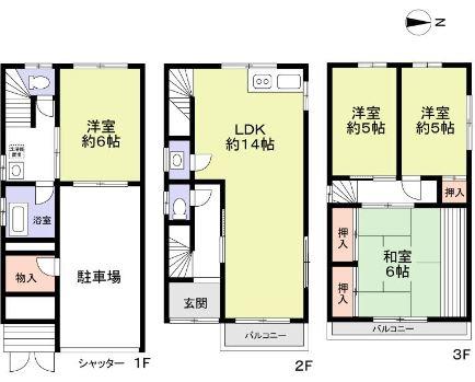 Floor plan. 13.8 million yen, 4LDK, Land area 45.6 sq m , Building area 98.26 sq m