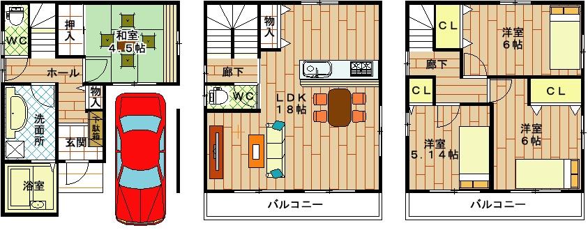 Floor plan. (D No. land), Price 25,800,000 yen, 4LDK, Land area 56.5 sq m , Building area 110.76 sq m