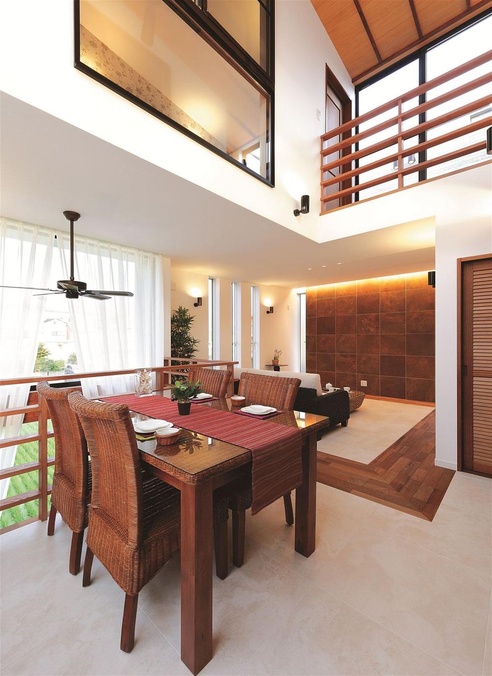 Building plan example (introspection photo). The Asian resort to image, Directing the outstanding feeling of freedom in the large windows and atrium. In space, such as like being in Bali of cottage, It seems to me to heal daily fatigue.