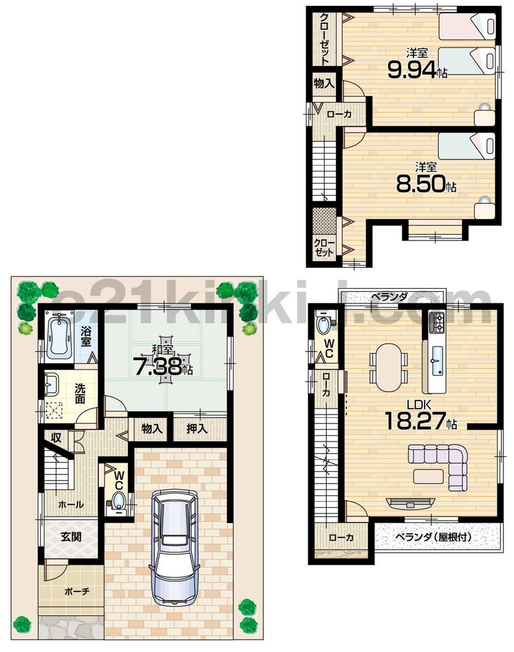 Floor plan. (No. 7 locations), Price 23.4 million yen, 3LDK, Land area 65.1 sq m , Building area 114.93 sq m