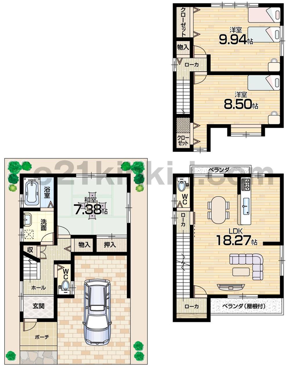 Floor plan. (No. 3 locations), Price 23.8 million yen, 3LDK, Land area 65.01 sq m , Building area 114.93 sq m